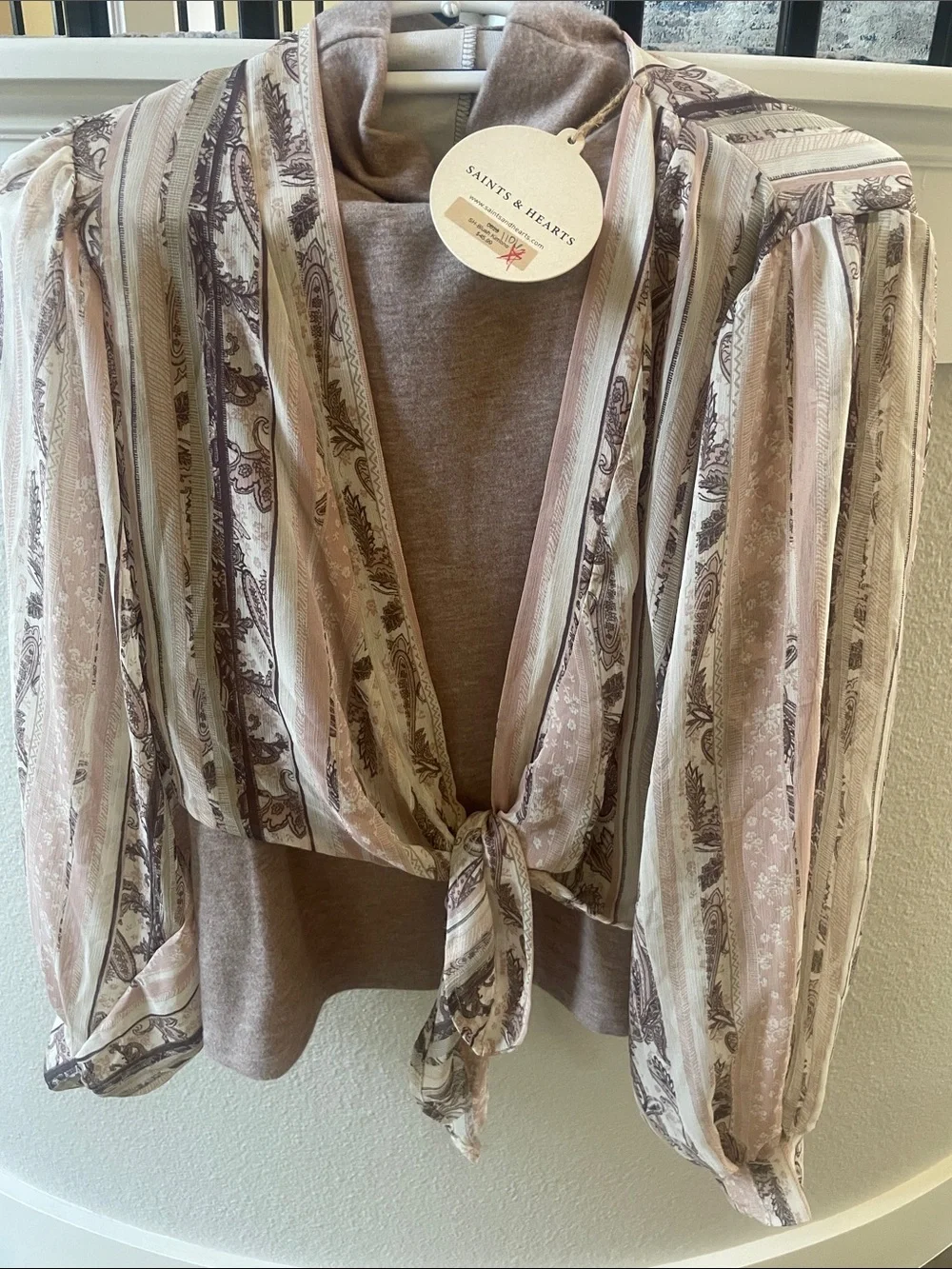 Dusty Pink/ Mauve Tie-Front Overlay